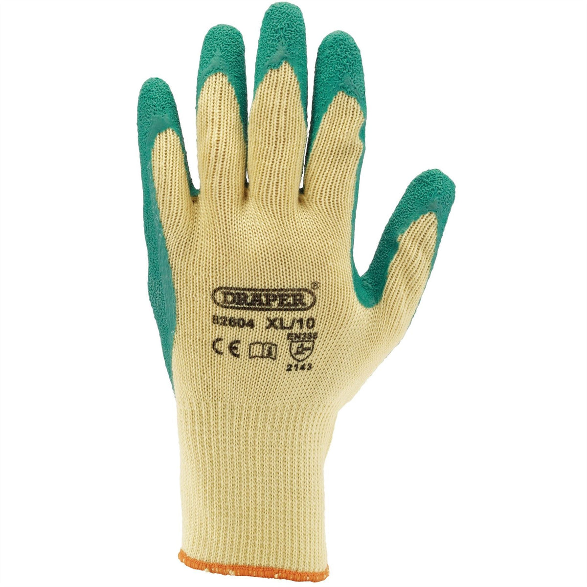 Draper Heavy Duty Latex Coated Work Gloves Extra Large Green 82604 White Rose Tools