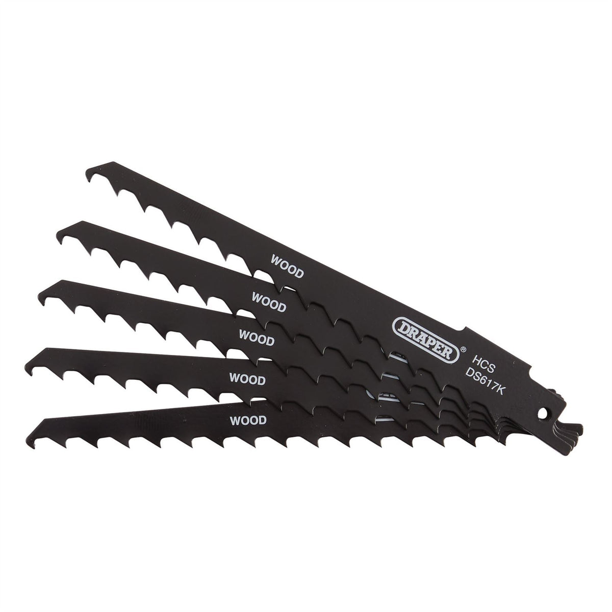 Draper Reciprocating Saw Blades for Wood and Plastic Cutting 150mm 3tpi (Pack of 5) 43066 White Rose Tools
