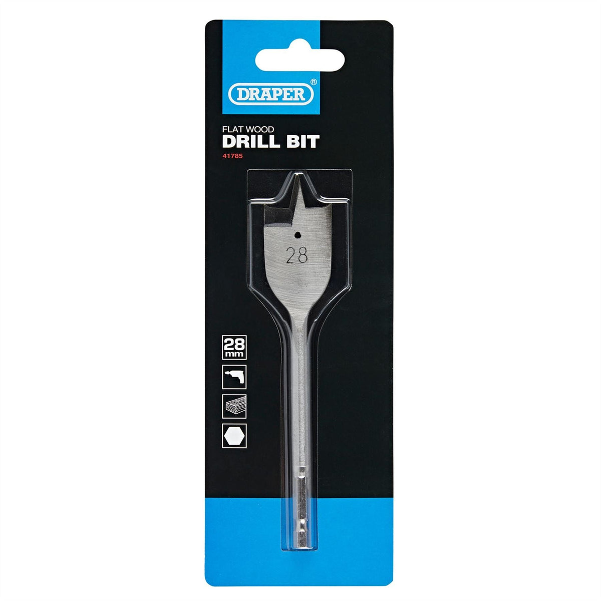 Draper Flat Wood Drill Bit 28 x 152mm 41785 White Rose Tools