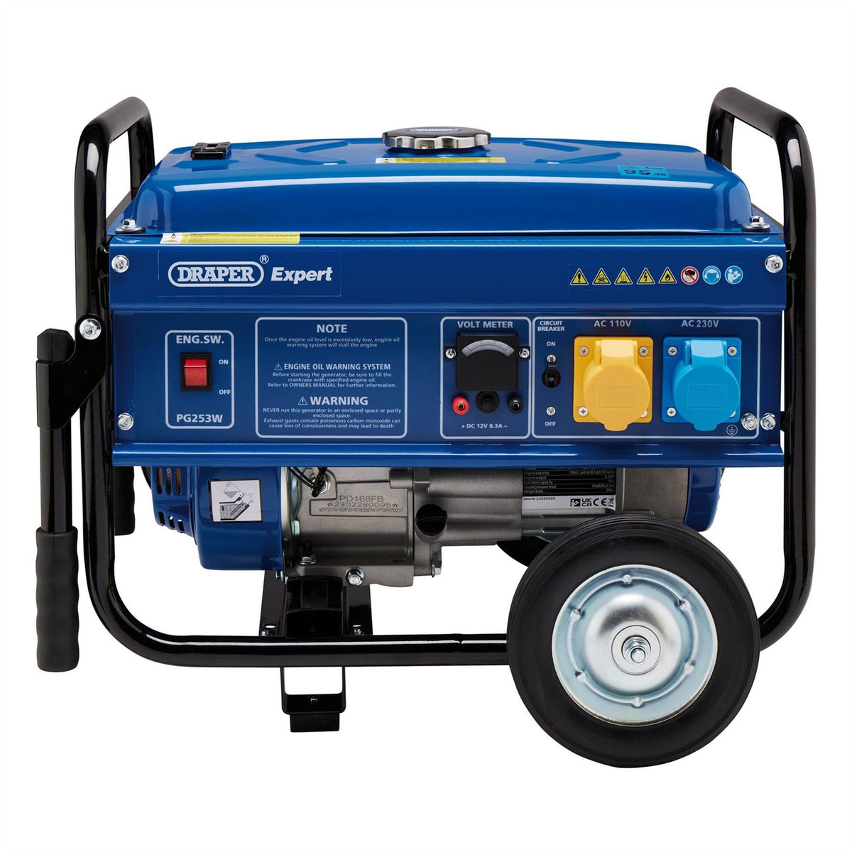 Draper Expert Petrol Generator with Wheels 2000W 16066 White Rose Tools