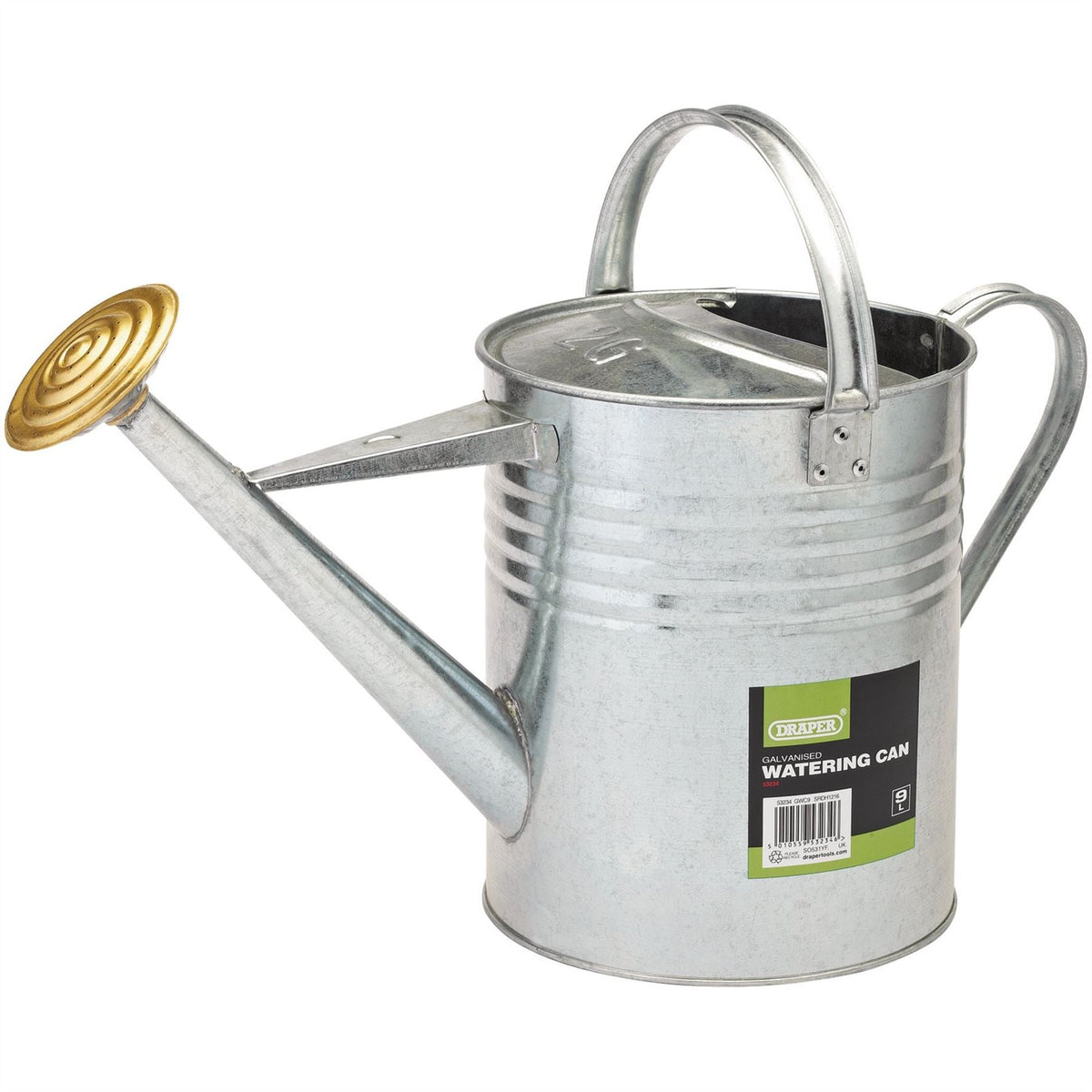 Draper Galvanised Watering Can 9L 53234 White Rose Tools