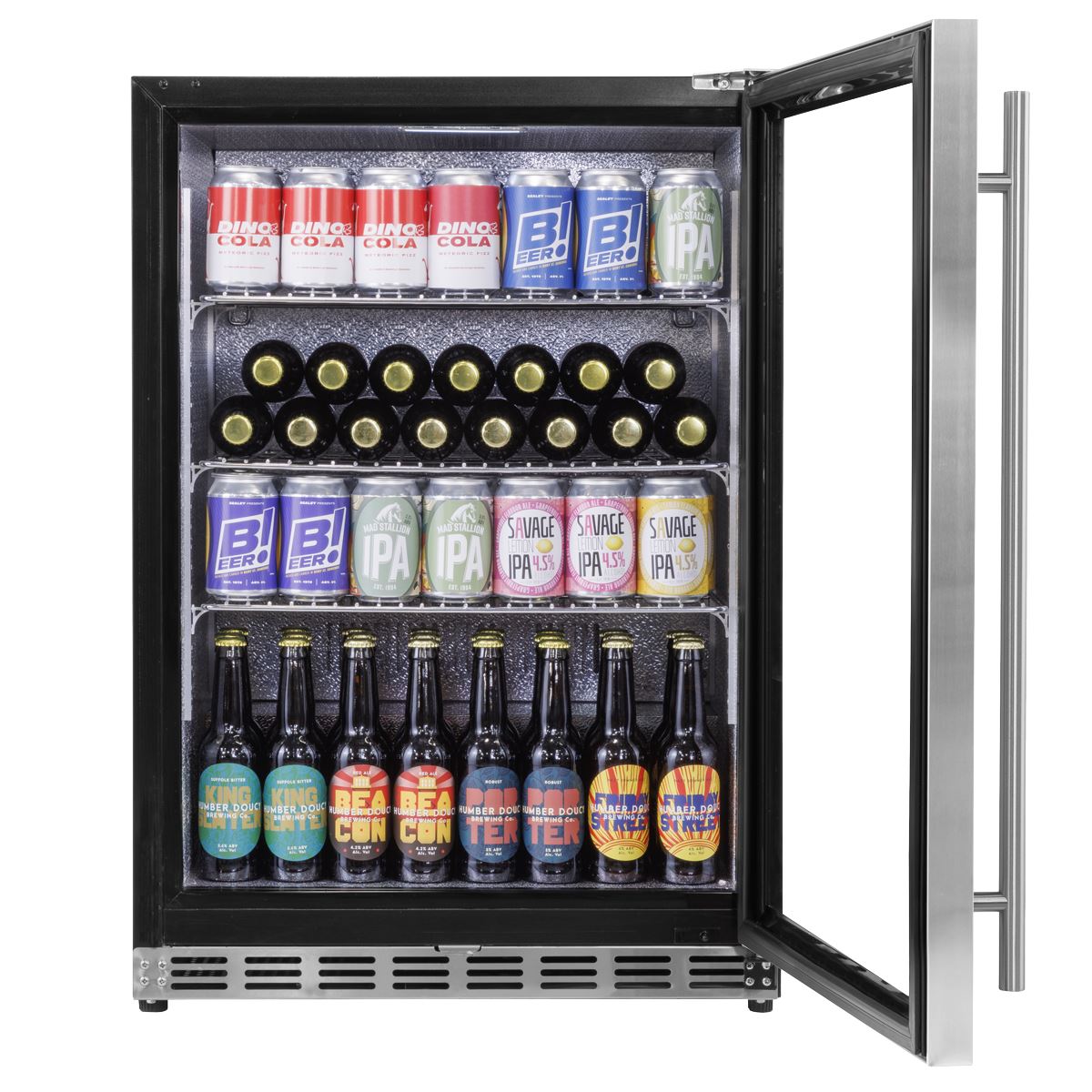 Baridi Outdoor Drinks/Beverage/Bar Fridge with Triple Glazed Door & Security Lock 150L - Stainless Steel White Rose Tools
