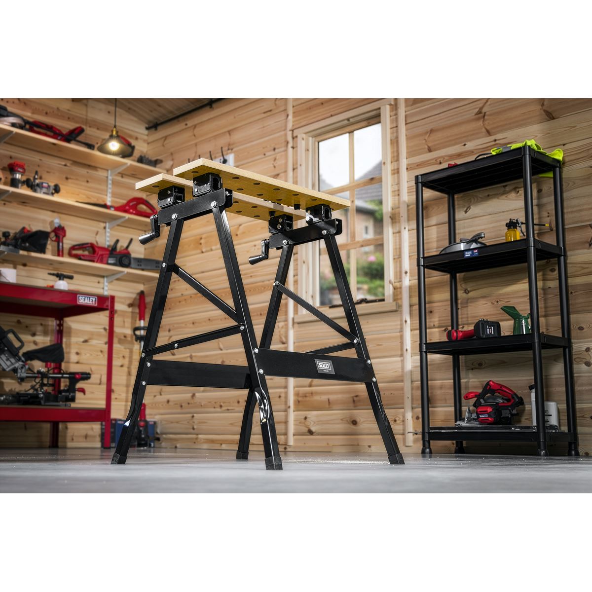 Sealey Tilt and Clamp Folding Workbench White Rose Tools