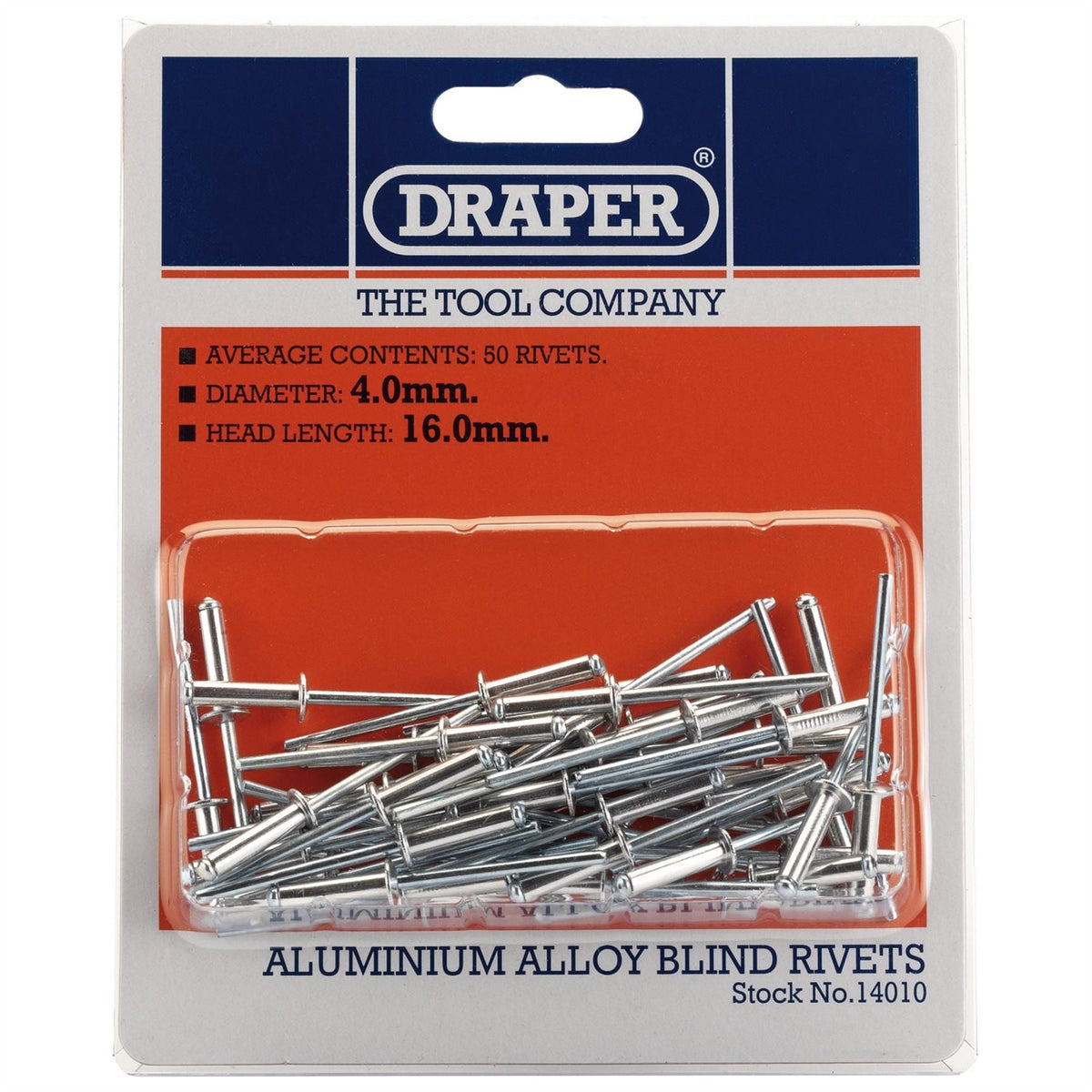 Draper Blind Rivets 4 x 15.8mm (50 Piece) 14010 White Rose Tools