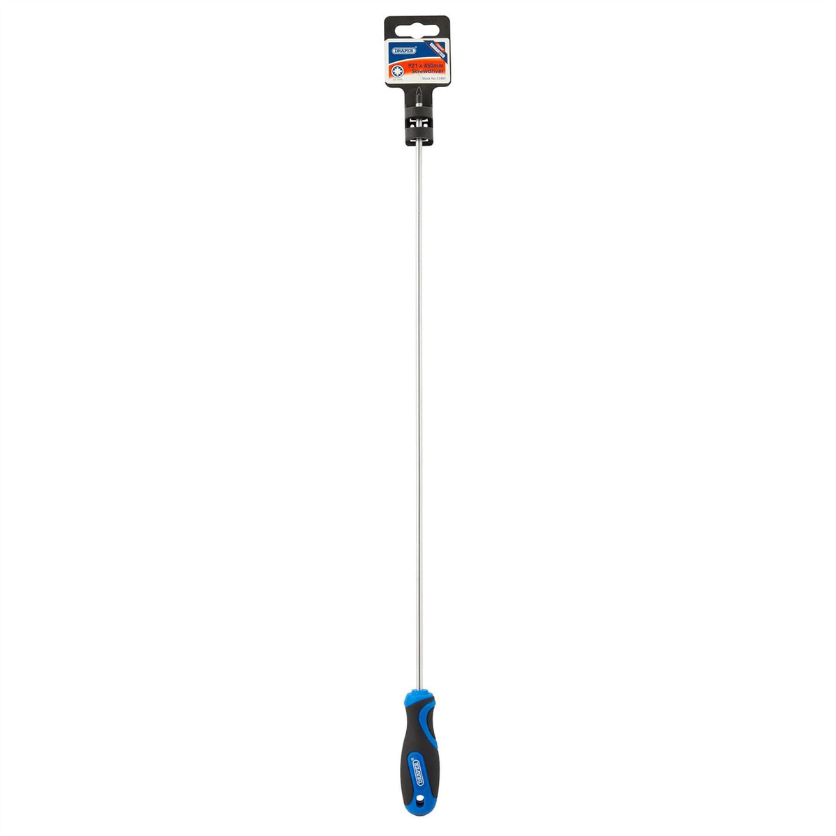 Draper Extra Long Reach Soft Grip PZ Type Screwdriver No.1 x 450mm 53487 White Rose Tools