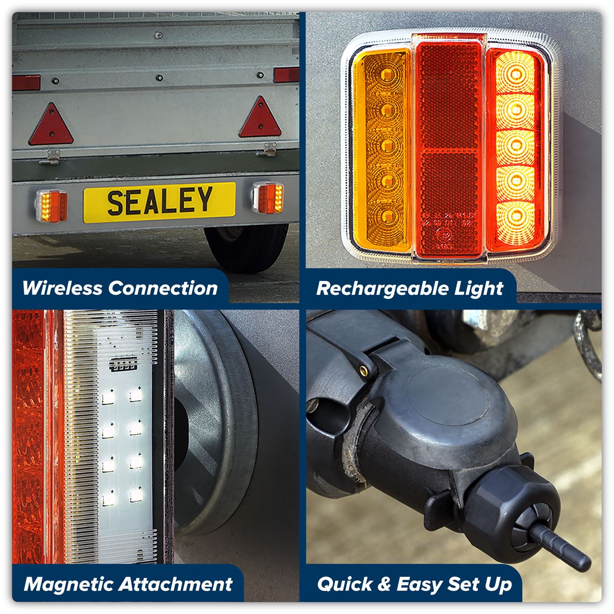 Sealey 13-Pin Wireless SMD LED Trailer Light Set 2pc