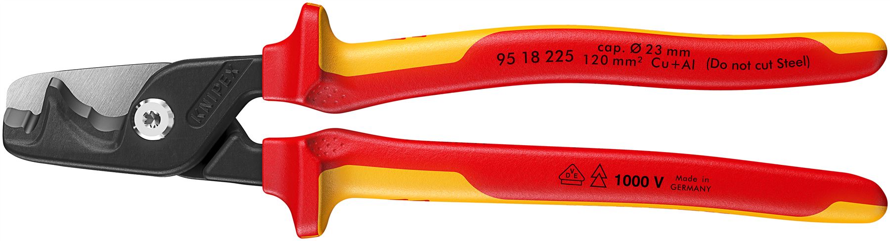 KNIPEX StepCut XL Cable Shears Cutting Pliers 225mm VDE Insulated Multi Component Grips 95 18 225