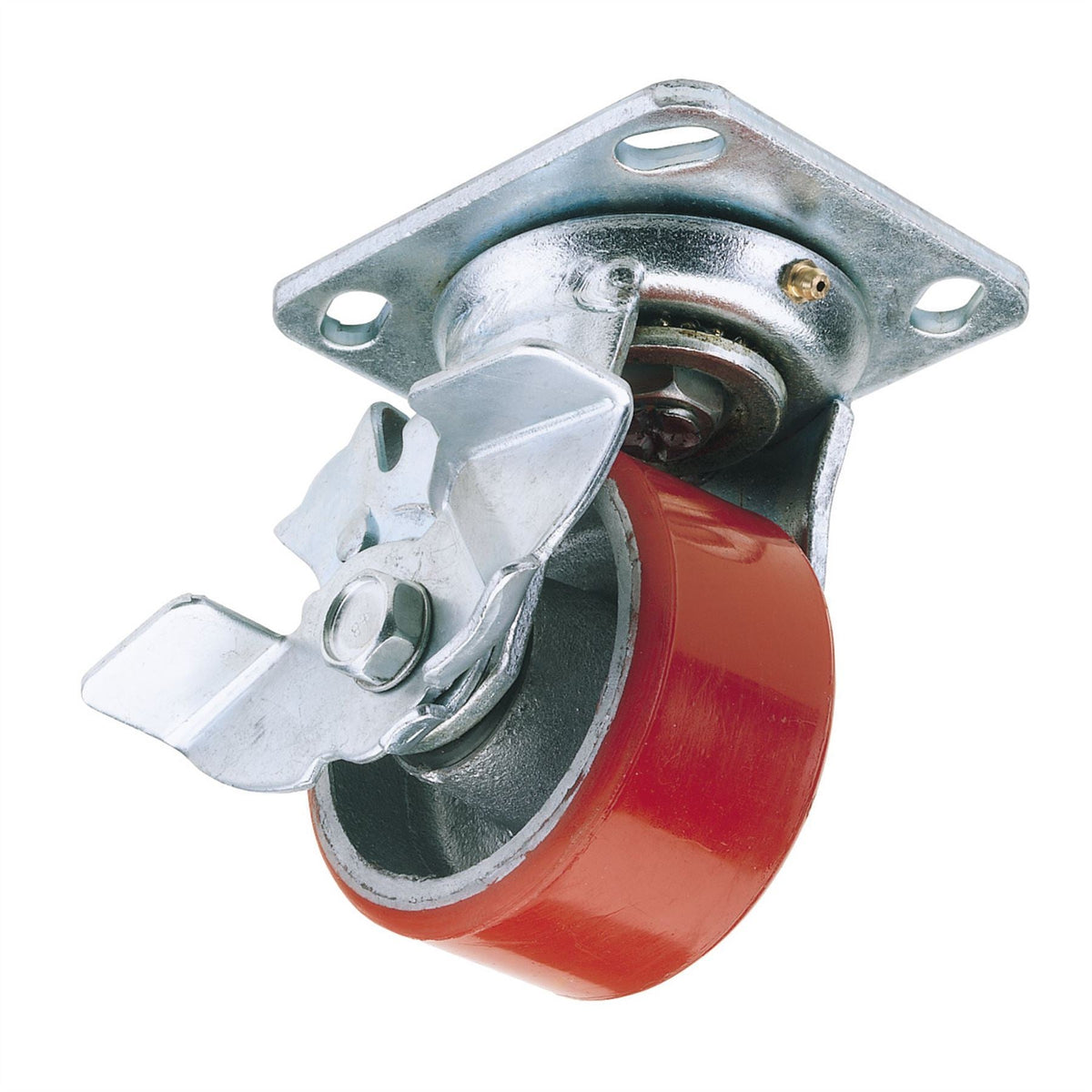Draper Swivel Plate Fixing Heavy Duty Polyurethane Wheel with Brake 125mm Diameter S.W.L. 300kg 65527 White Rose Tools