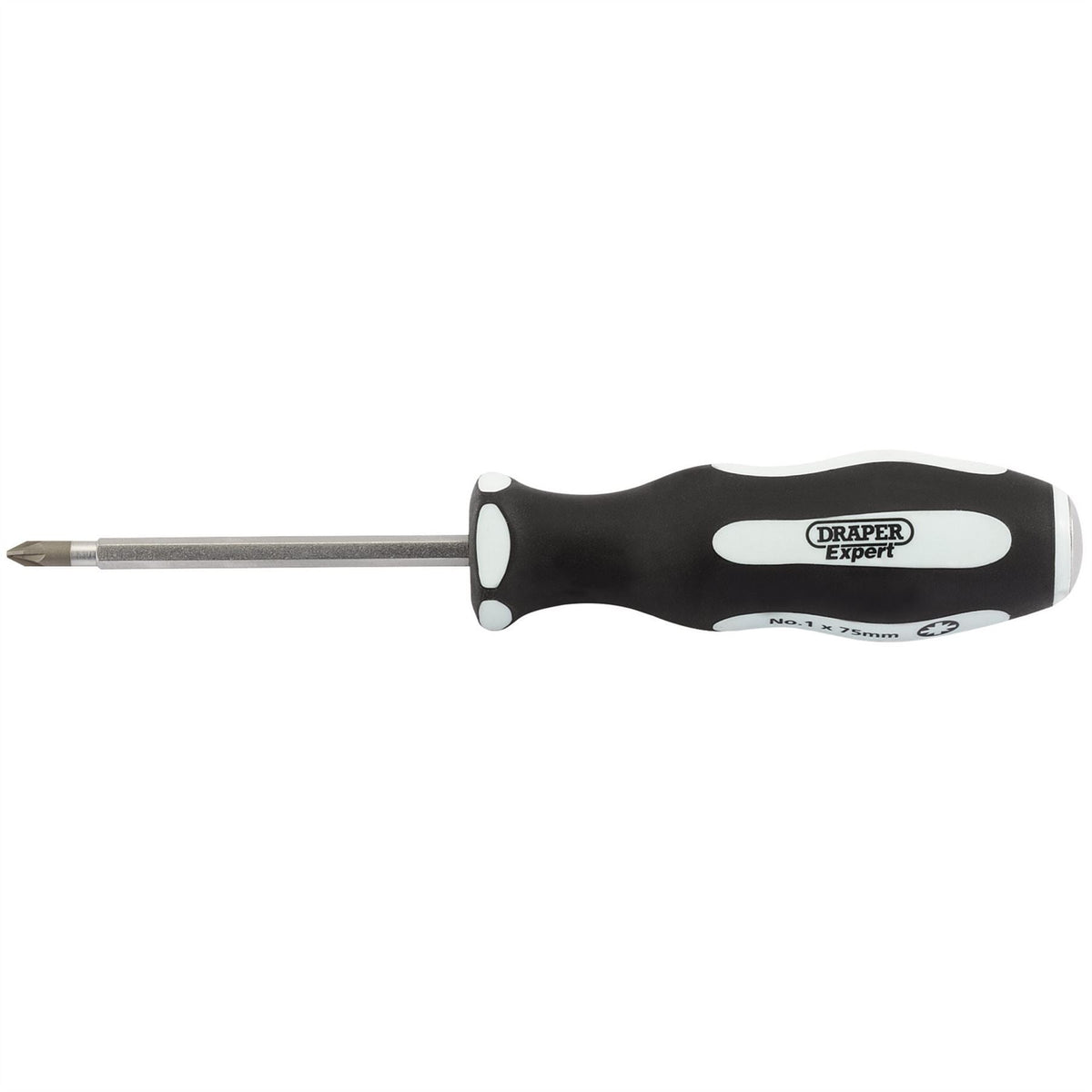Draper Expert 'Pound Thru' PZ TYPE Soft Grip Screwdriver No.1 x 75mm 35227 White Rose Tools