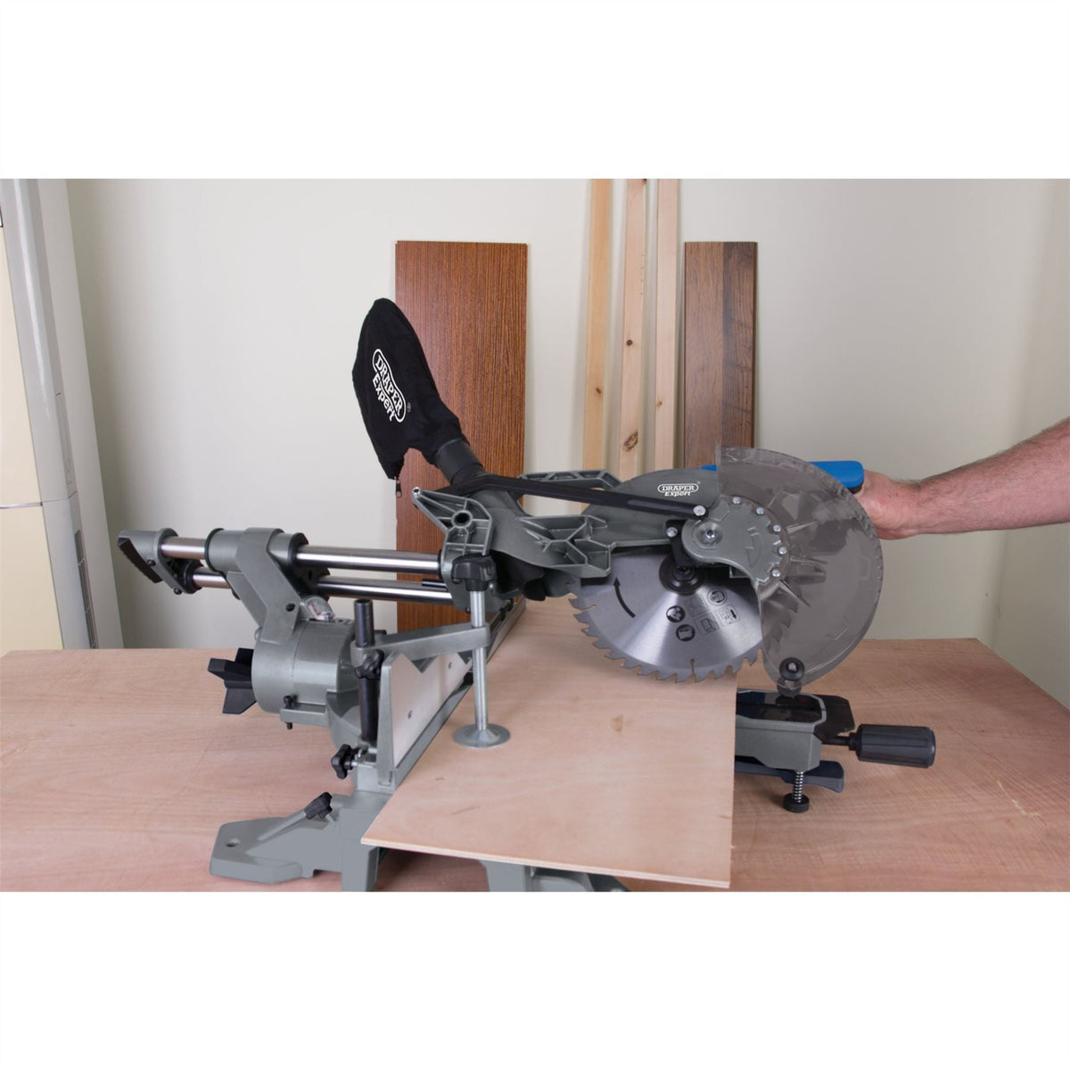 Draper Expert 230V Double Bevel Sliding Compound Mitre Saw 255mm 2000W 79899 White Rose Tools