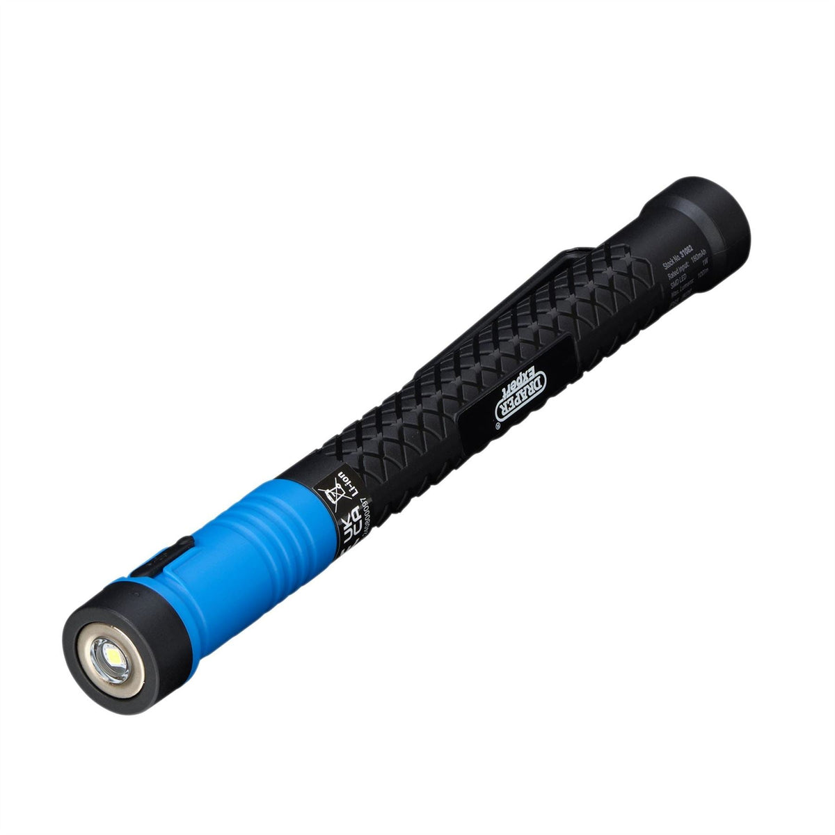 Draper Expert SMD LED USB Rechargeable Telescopic Torch with Magnetic Pickup 1W 100 Lumens USB-C Cable Supplied 31082 White Rose Tools