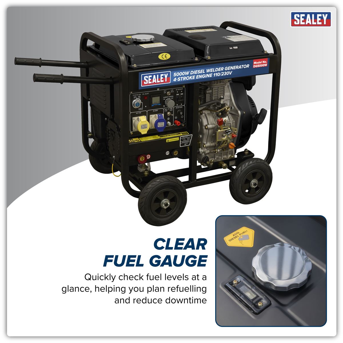 Sealey 5000W Diesel Welder Generator 4-Stroke Engine 110/230V White Rose Tools