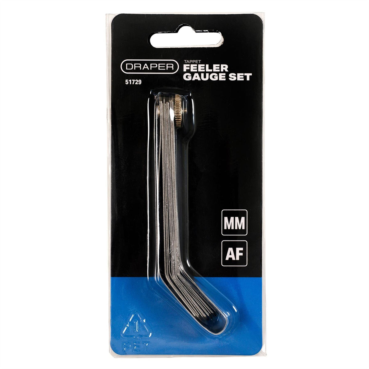 Draper 12 Blade Metric and Imperial Angled Tappet Gauge 51729 White Rose Tools