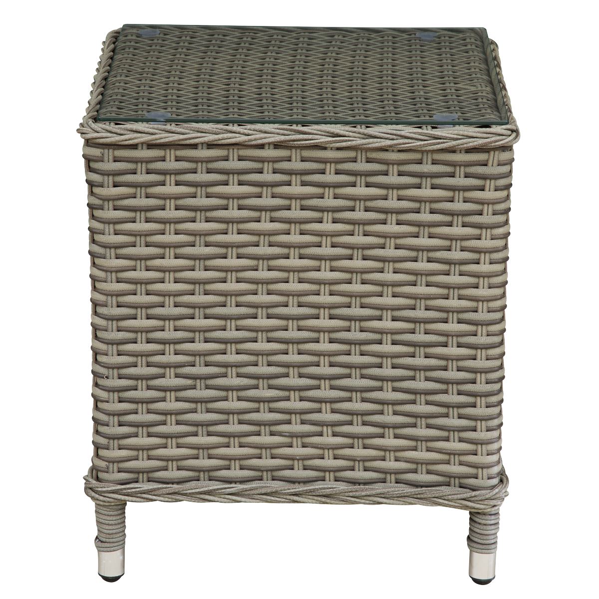 Dellonda Chester Rattan Wicker Outdoor Recliner Seat & Coffee Table Set, Brown