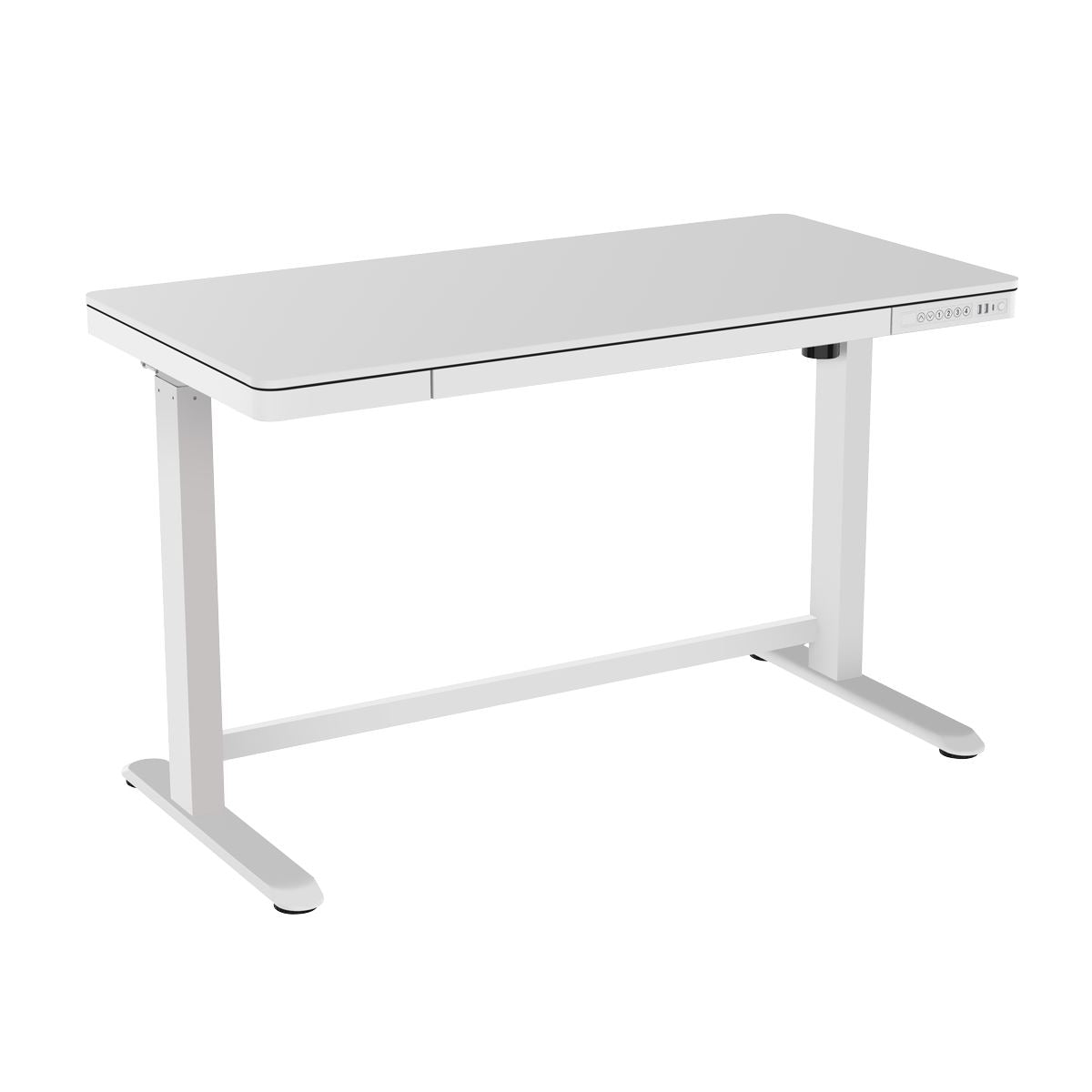 Dellonda White Electric Adjustable Standing Desk with USB & Drawer, 1200 x 600mm