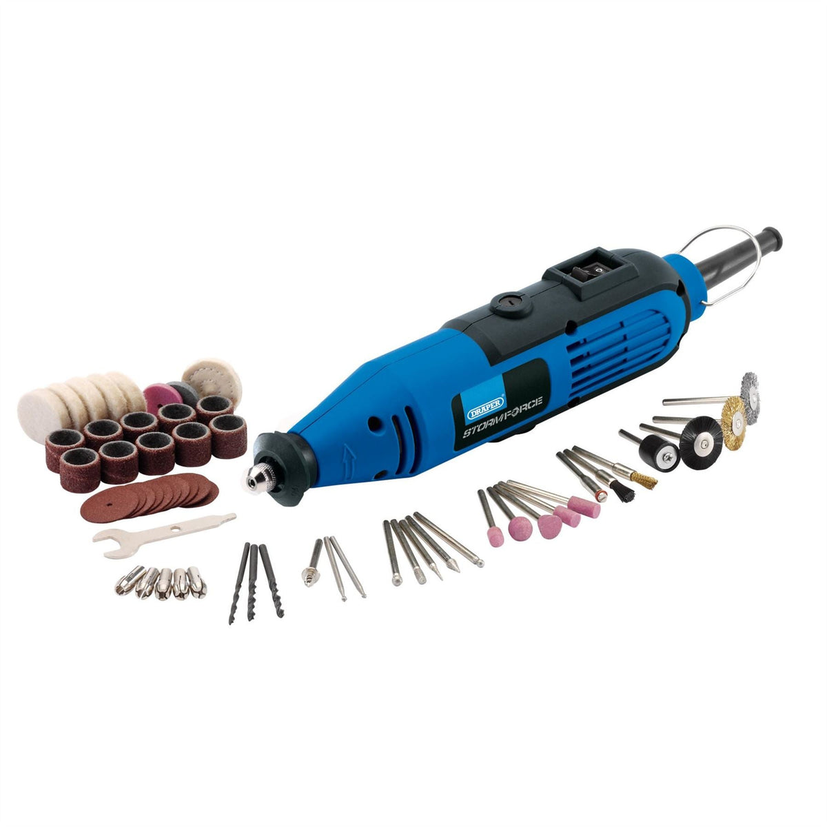 Draper 230V Rotary Multi-Tool Kit 135W (57 Piece) 58307 White Rose Tools