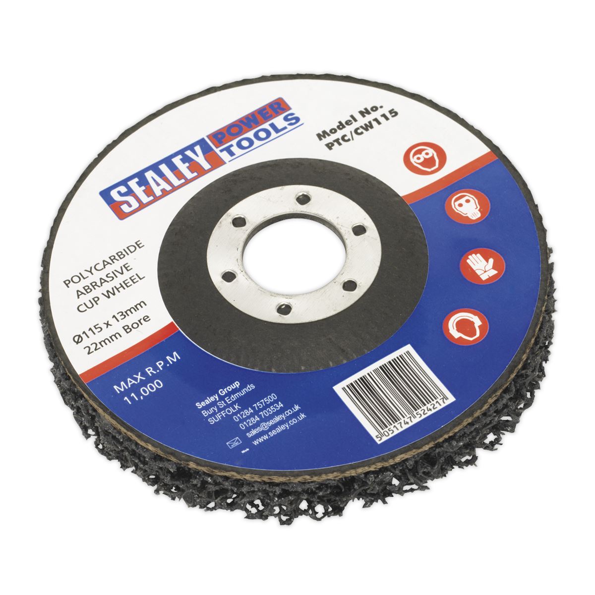 Sealey 115mm Polycarbide Abrasive Cup Wheel Paint Rust Removal Angle Grinder