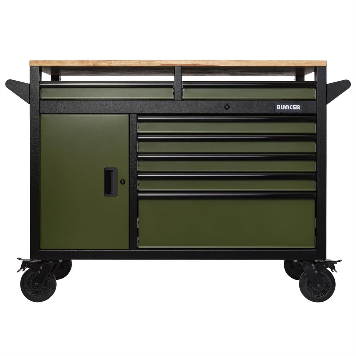 BUNKER 14 Drawer Multi-Functional Workbench Roller Tool Cabinet 48" Green 27332 White Rose Tools