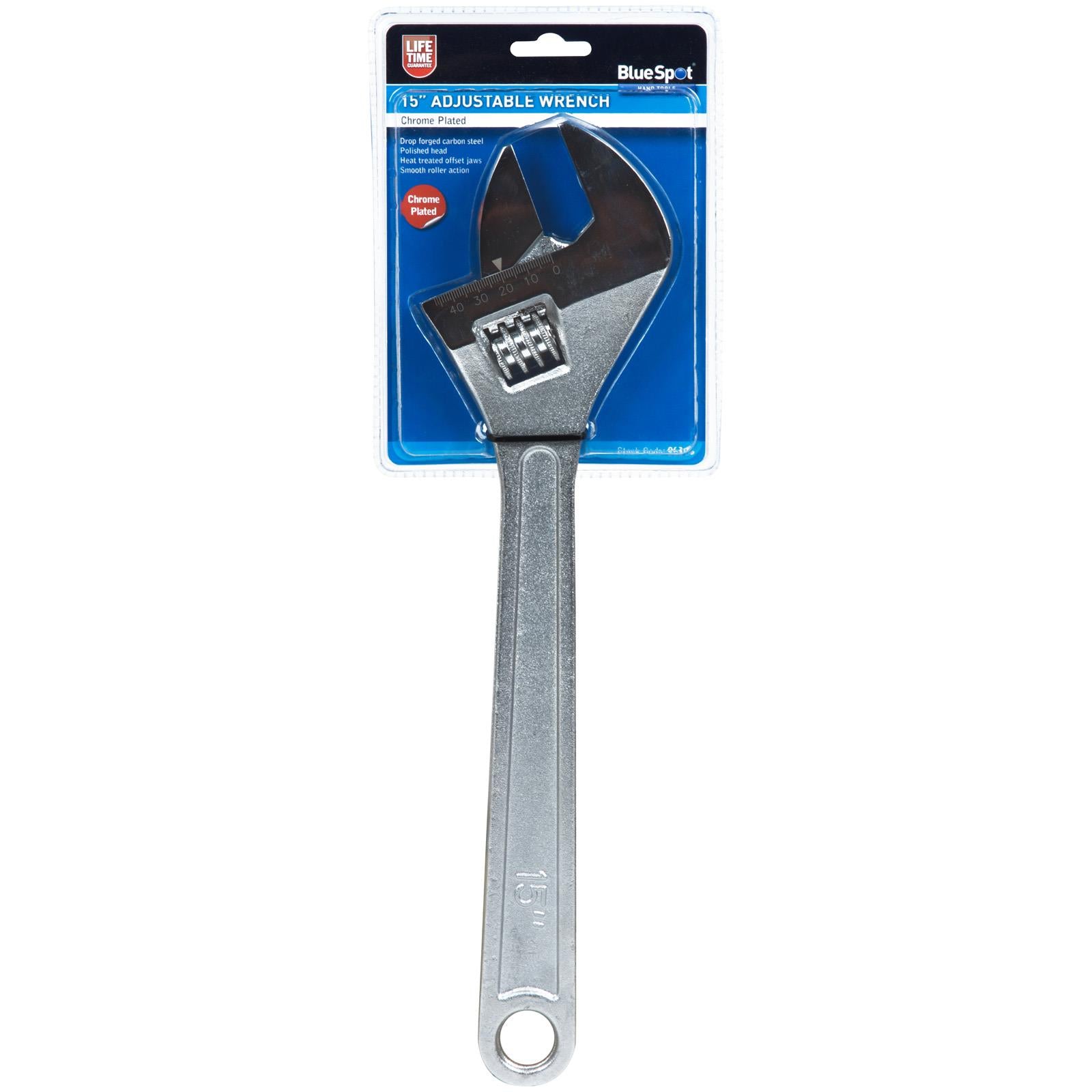 BlueSpot Adjustable Wrench 380mm 15in Jaw Capacity 50mm