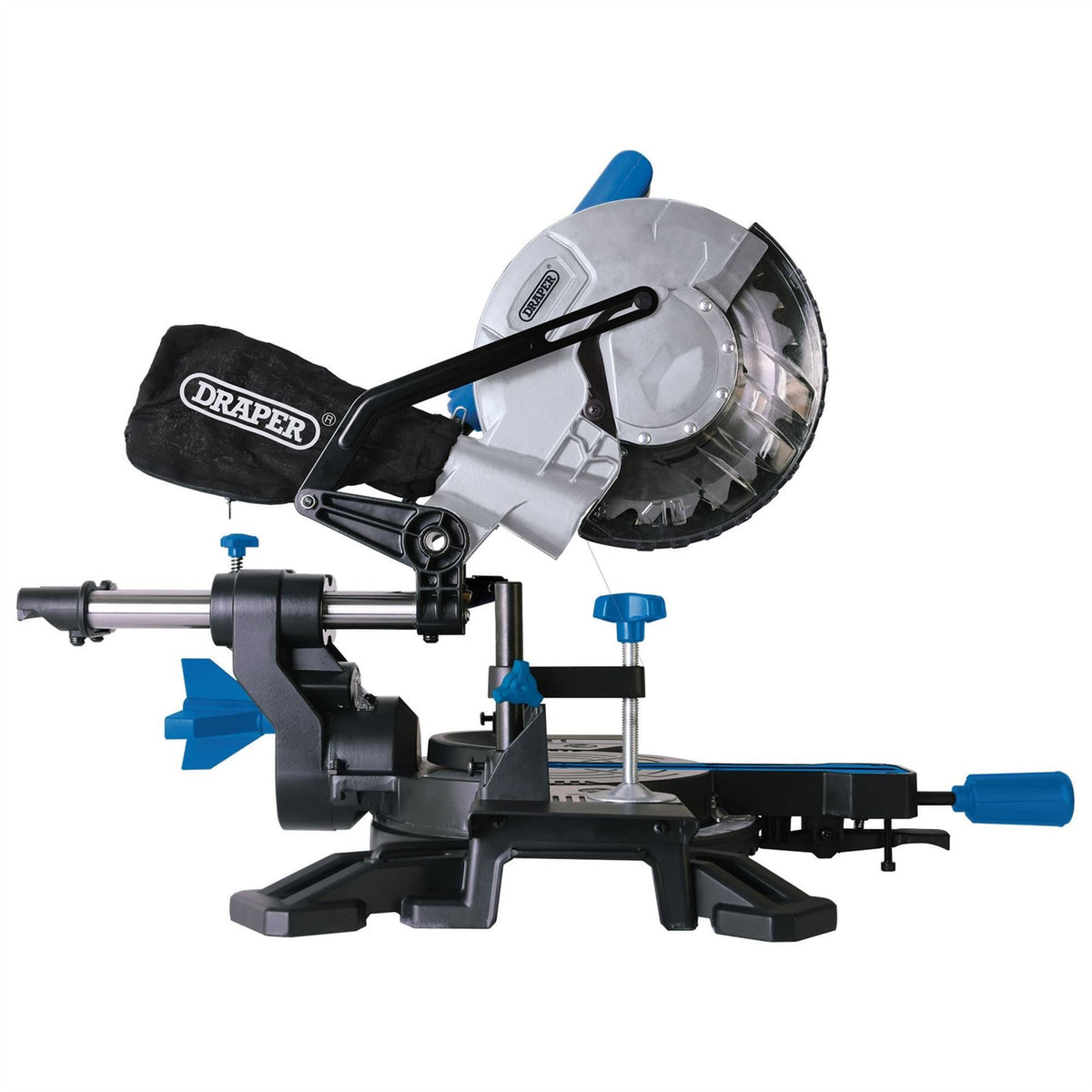 Draper 230V Sliding Compound Mitre Saw with Laser Cutting Guide 210mm 1500W 83677 White Rose Tools