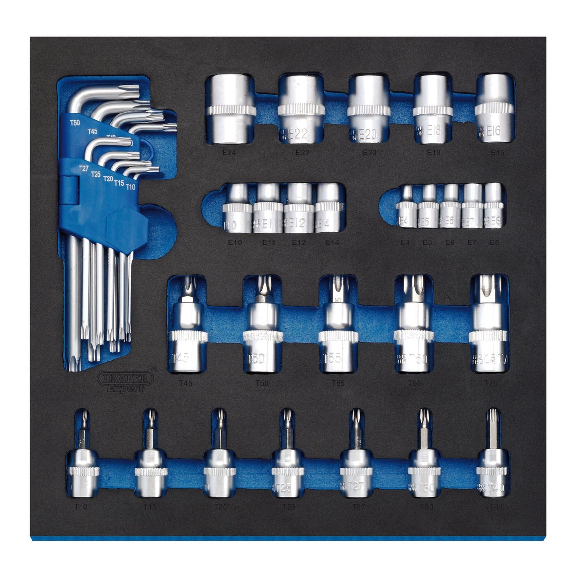 Draper Expert TX-STAR® Screwdriver Insert Bits and Keys in 1/2 Drawer EVA Insert Tray (35 Piece) 63512 White Rose Tools