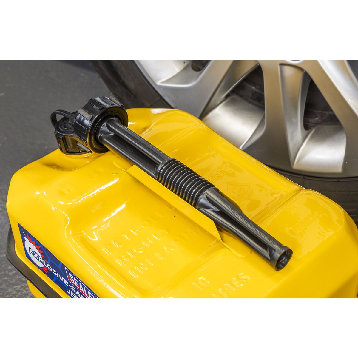 Sealey Explosive-Safe Jerry Can 10L - Yellow White Rose Tools