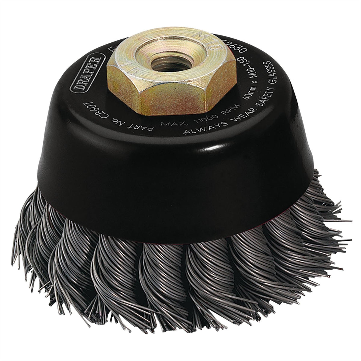 Draper Expert Steel Twist-Knot Wire Cup Brush 60mm M10 52630 White Rose Tools