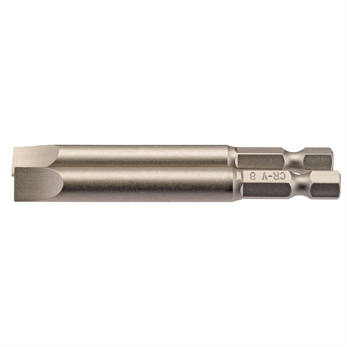 Draper Plain Slot Insert Bit 8mm 1/4" Hex 75mm Long (Pack of 2) 64310 White Rose Tools
