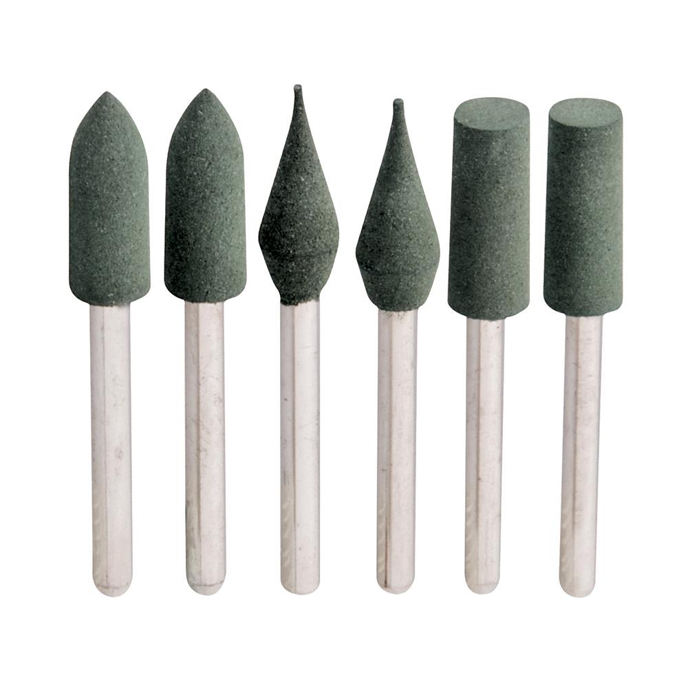 Silverline 6 Piece Rubber Polishing Tips Set 3.1mm Mandrel Rotary Hobby Tool