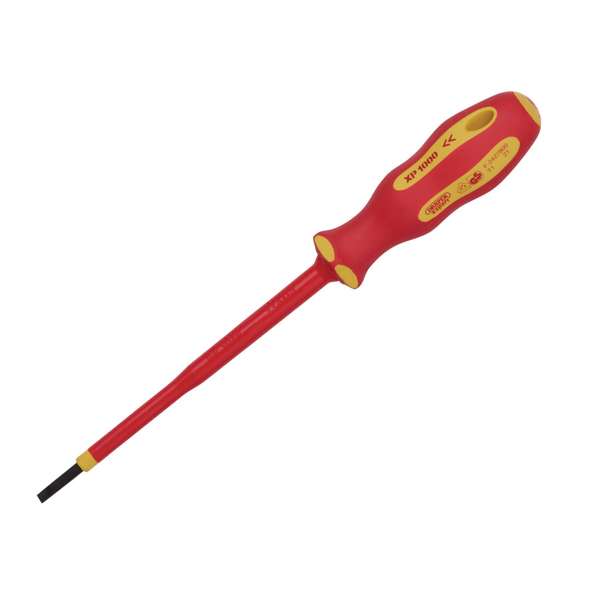 Draper XP1000 VDE Plain Slot Screwdriver 3 x 100mm 64368 White Rose Tools