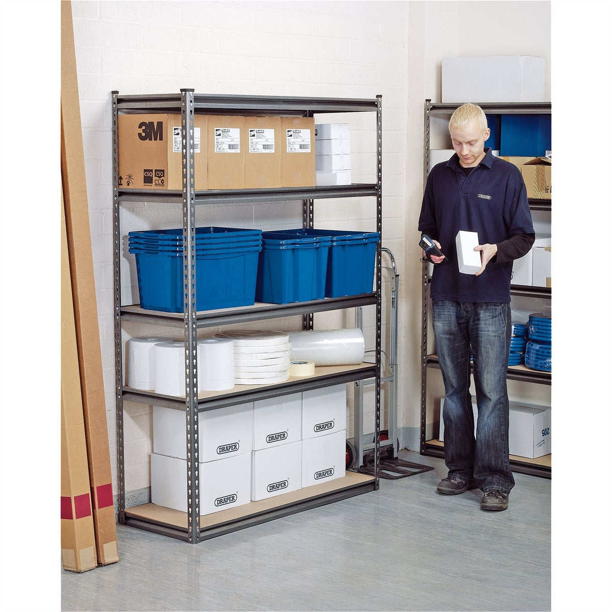 Draper Expert Heavy Duty Steel Shelving Unit 5 Shelves L1220 x W450 x H1830mm 21663 White Rose Tools