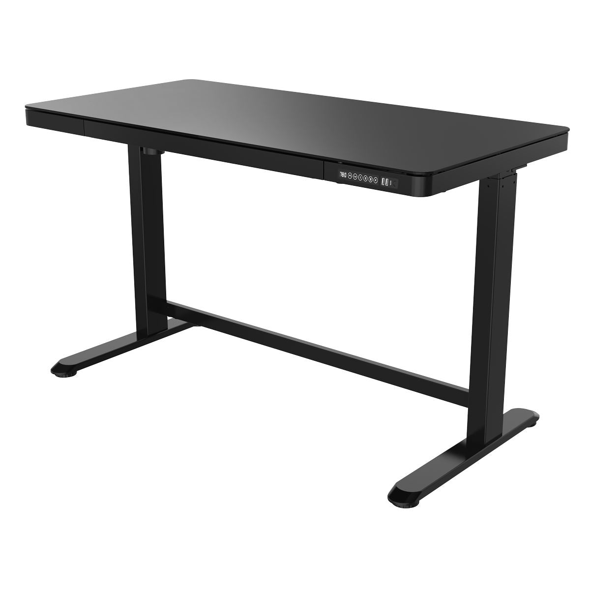 Dellonda Black Electric Adjustable Standing Desk with USB & Drawer, 1200 x 600mm