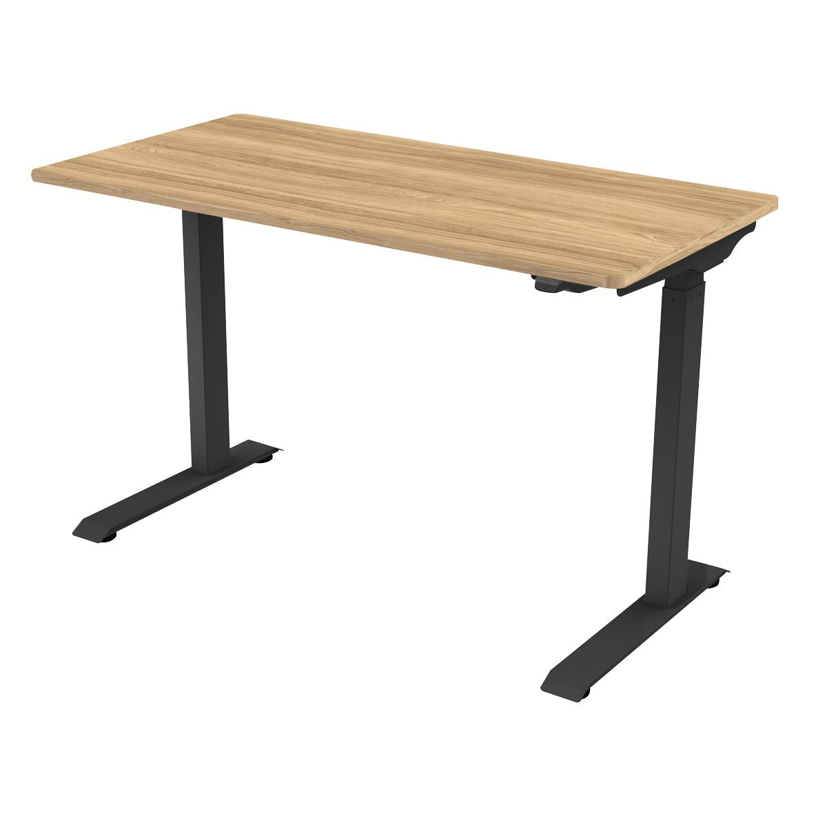 Dellonda Oak Electric Adjustable Office Standing Desk, Quiet, 70kg, 1200 x 600mm
