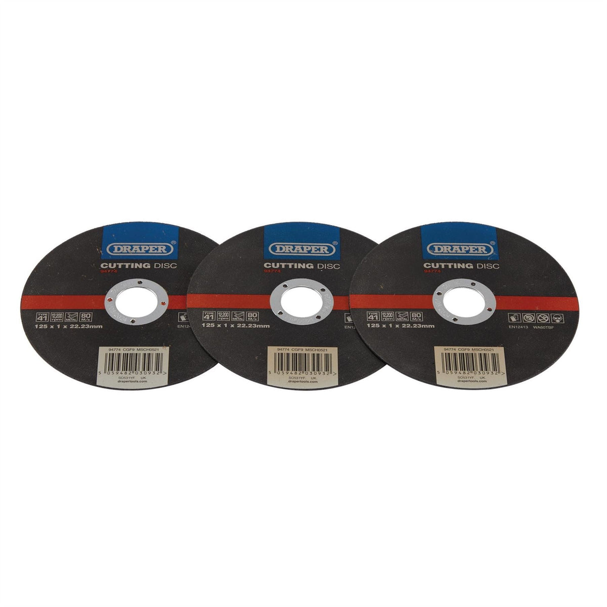 Draper Metal Cutting Disc 125 x 1 x 22.23mm 94774 White Rose Tools