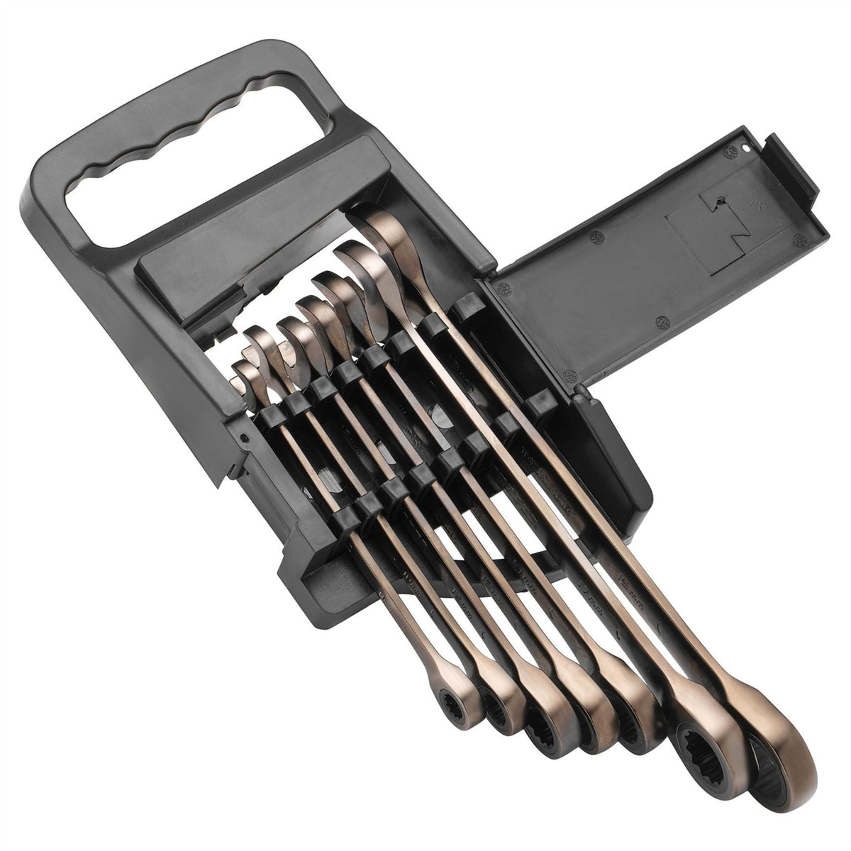 Draper HI-TORQ® Metric Ratcheting Combination Spanner Set Black (7 Piece) 51178 White Rose Tools