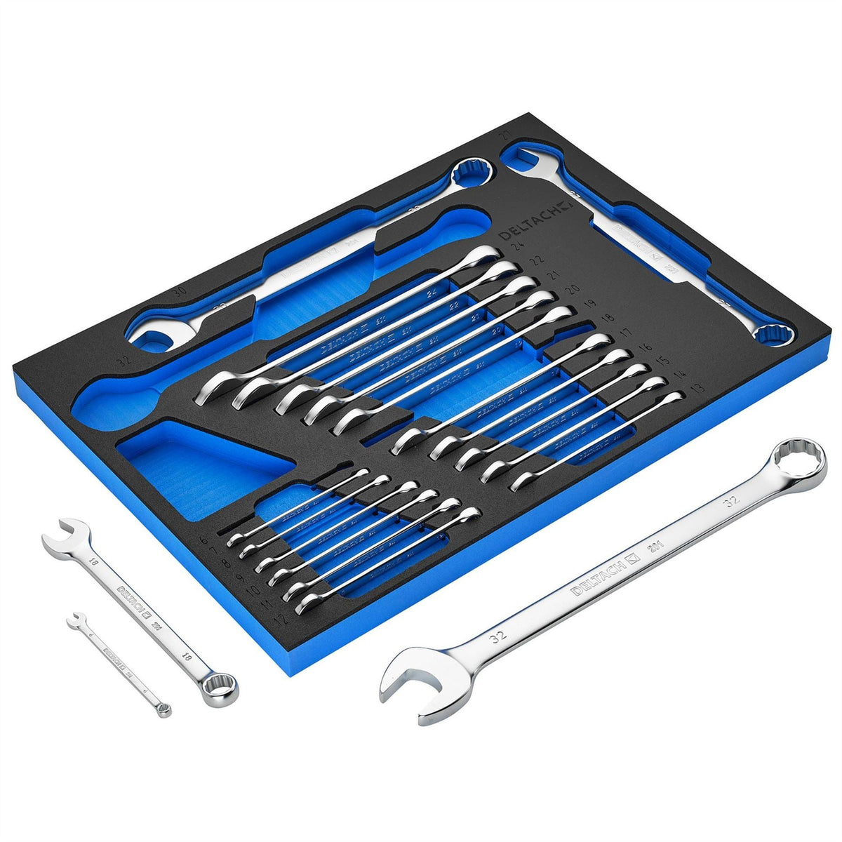 Bunker Open End Spanner Set in EVA Foam Inlay (21 Piece) 29450 White Rose Tools