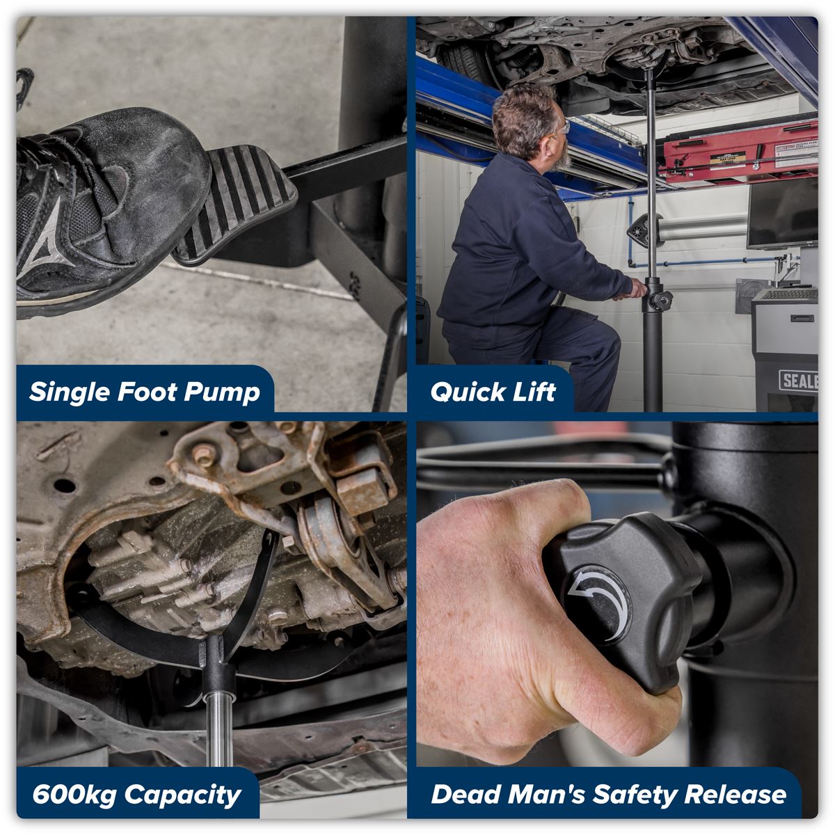 Sealey Viking Vertical Transmission Jack with Quick Lift 600kg - White Rose Tools