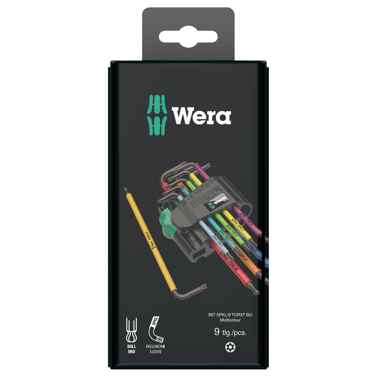 Wera Torx Key Set 967/9 TX BO Multicolour 1 L Key Set for Tamper-Proof TORX Screws 9 Pieces