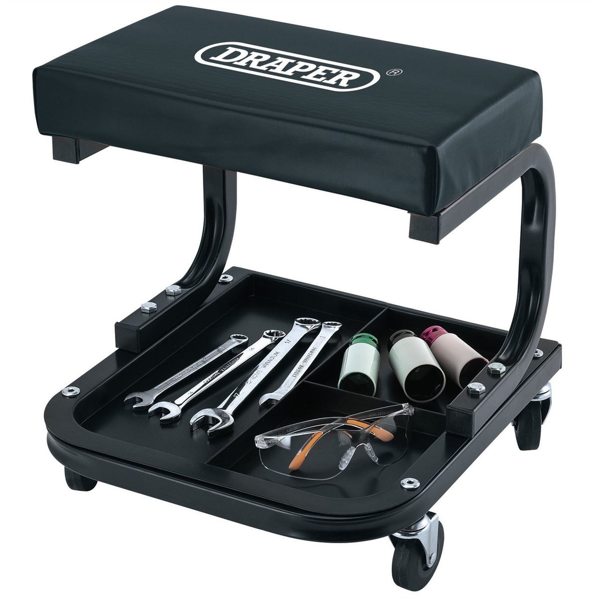 Draper Work Stool with Tool Tray 54243 White Rose Tools