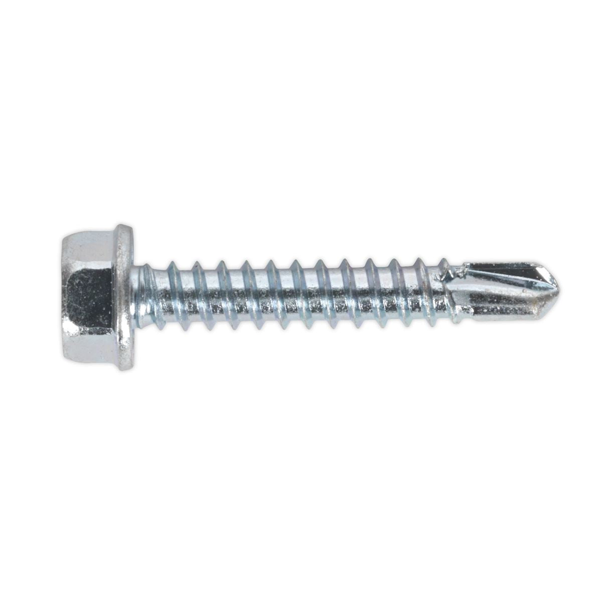 Sealey Self-Drilling Screw 4.2 x 25mm Hex Head Zinc Pack of 100