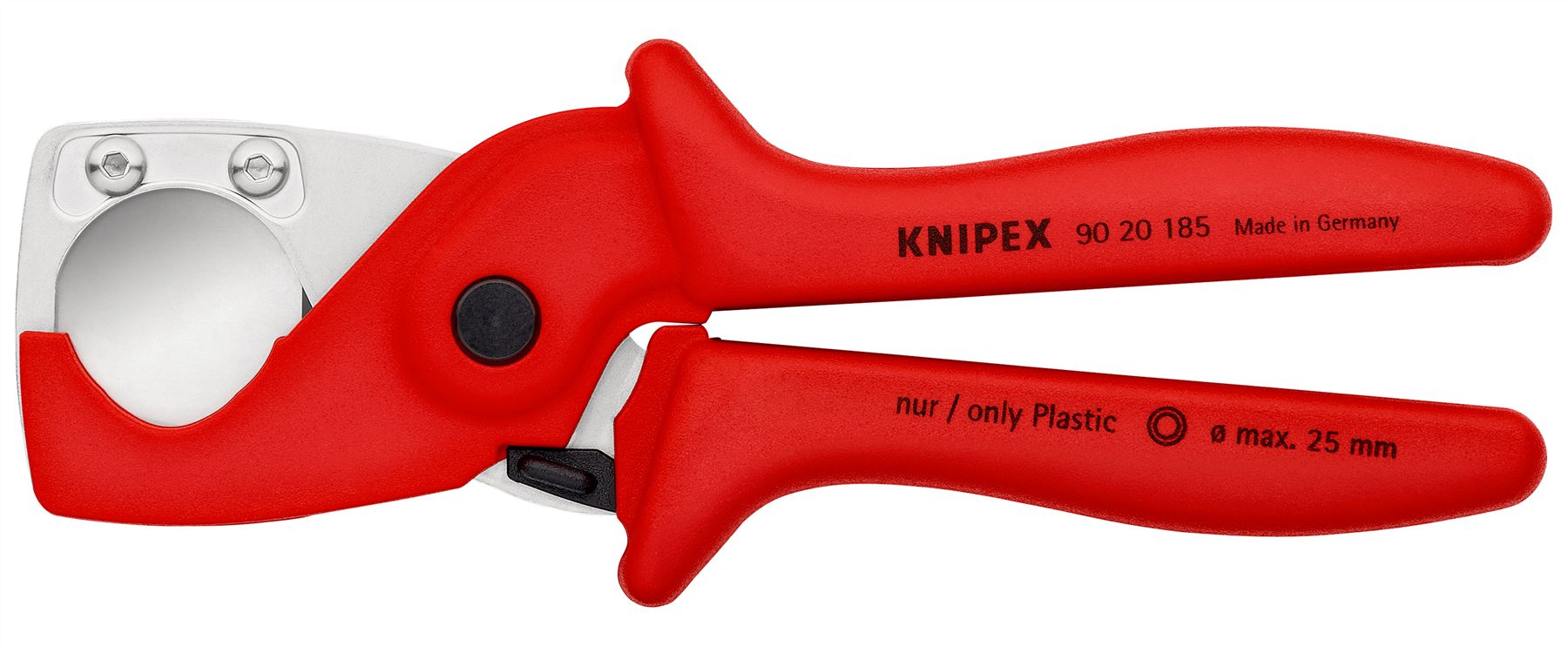 KNIPEX PlastiCut Cutter for Flexible Hoses and Plastic Conduit Pipe 185mm 25mm Capacity 90 20 185 SB
