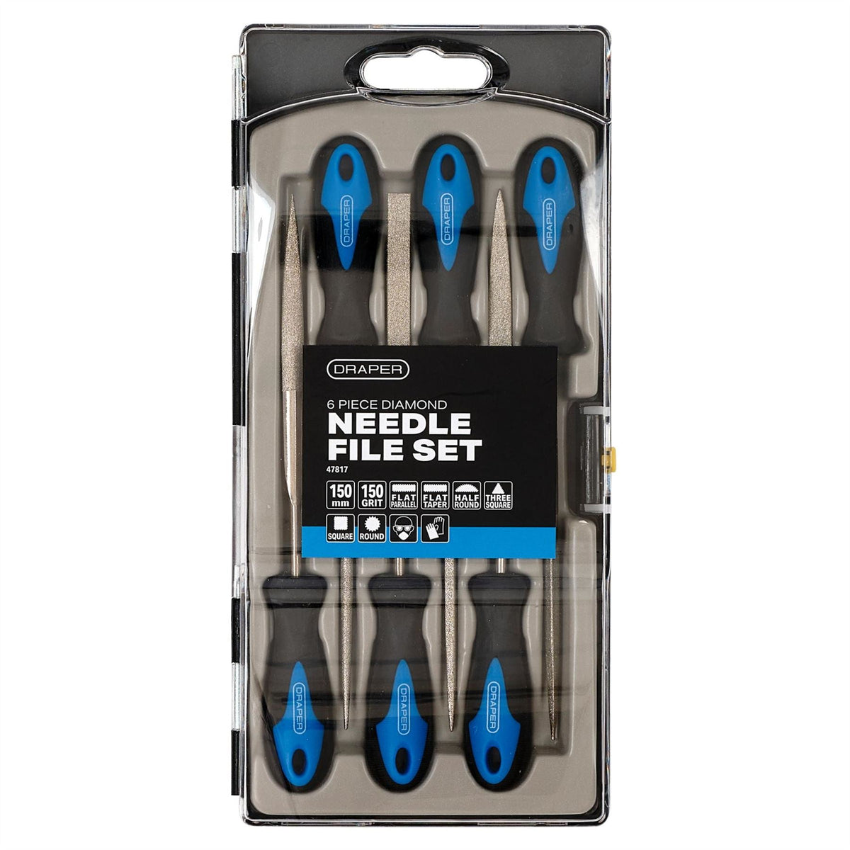 Draper Soft Grip Diamond Needle File Set 150mm (6 Piece) 47817 White Rose Tools