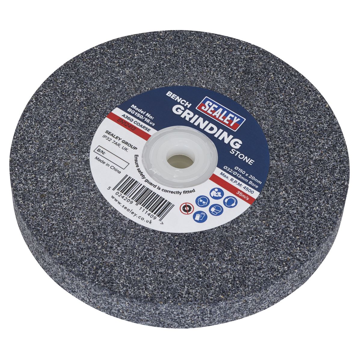 Sealey Grinding Stone Ø150 x 20mm Ø32(Ø13)mm Bore A36Q Coarse