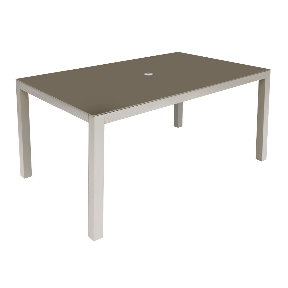 Dellonda Fusion Aluminium Glass Garden Dining Table with Parasol Hole, Light Grey - DG51