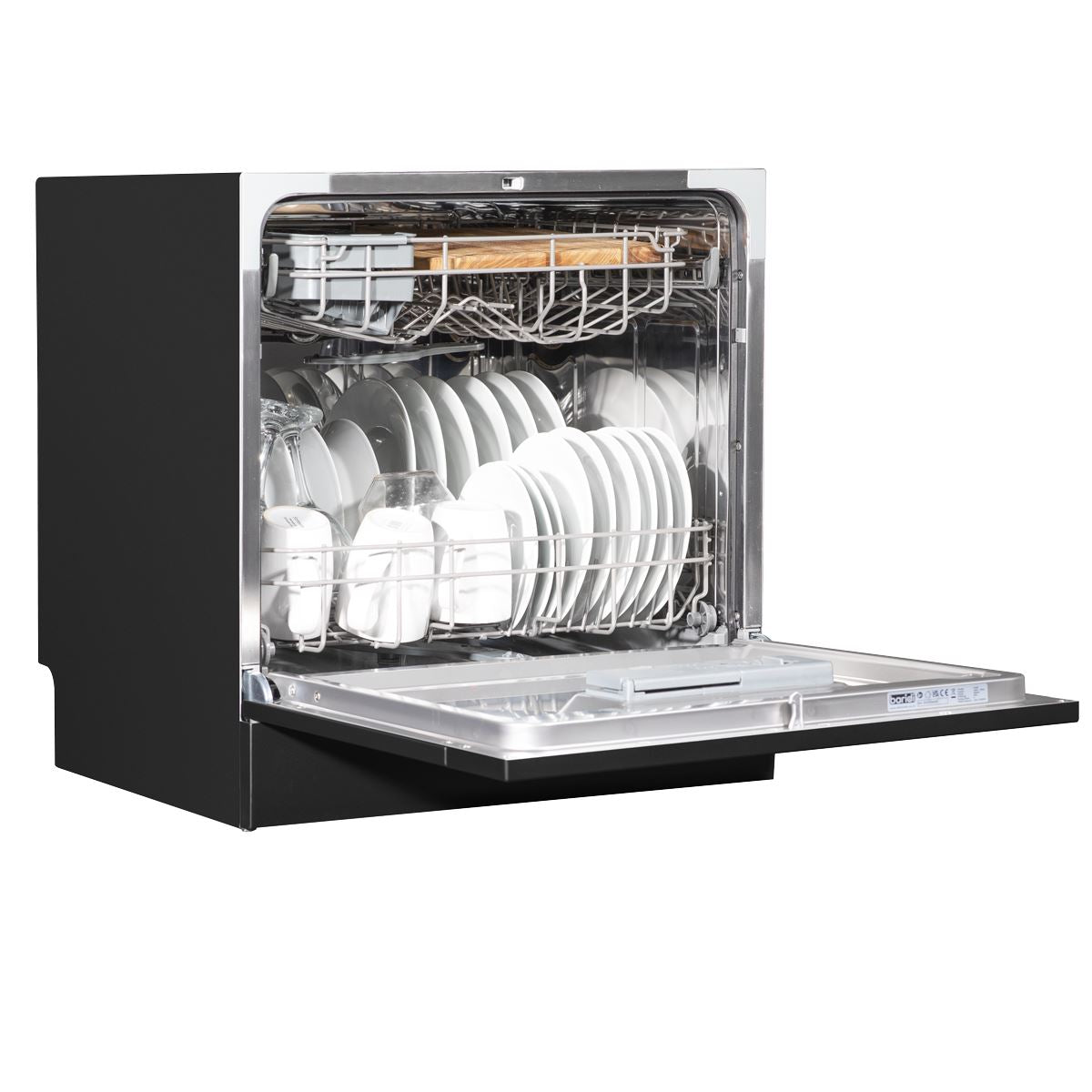 Baridi Compact Tabletop Dishwasher 8 Place Settings, 6 Programmes, Low Noise, 8L Cycle, Start Delay - Black White Rose Tools