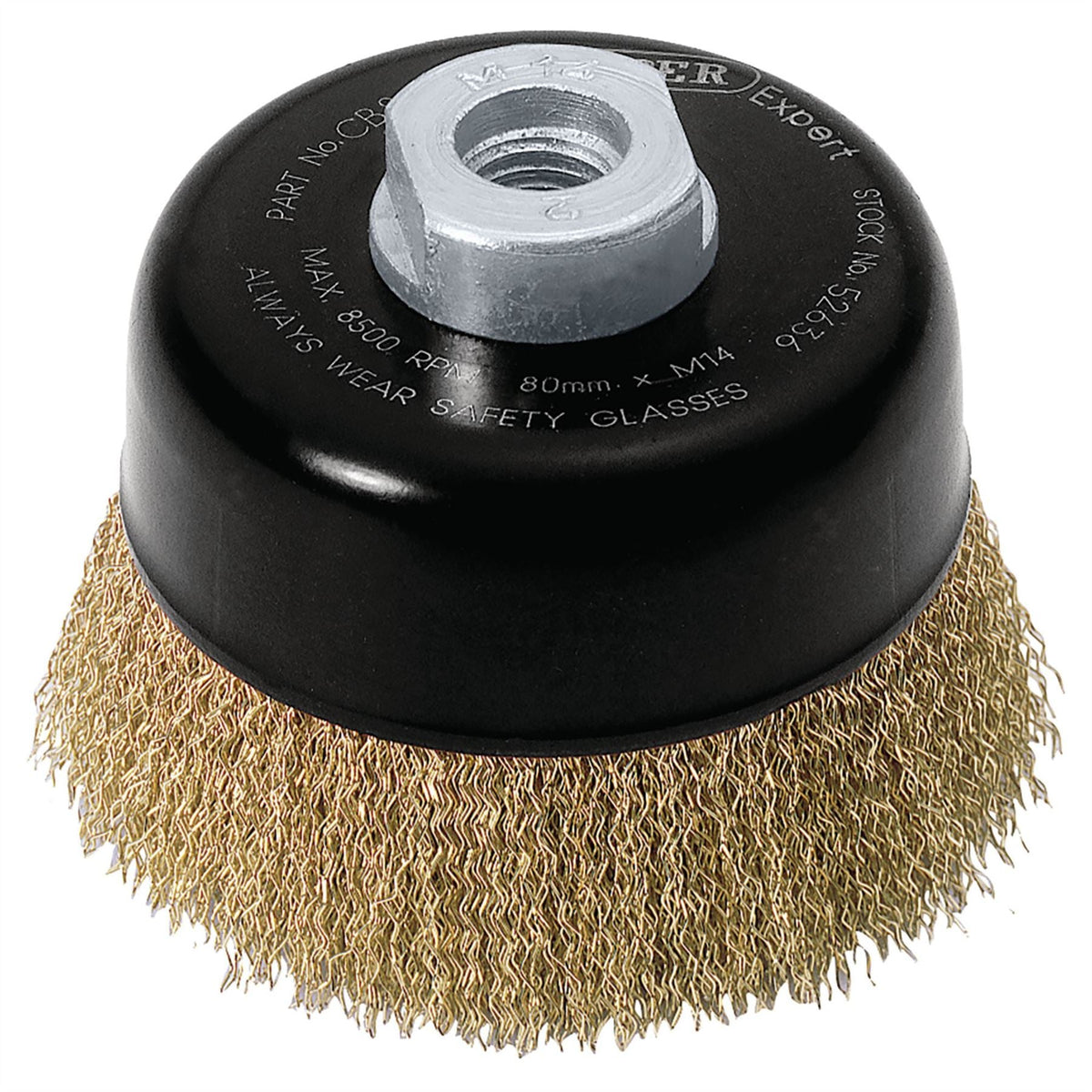 Draper Expert Brassed Steel Crimped Wire Cup Brush 80mm M14 52636 White Rose Tools