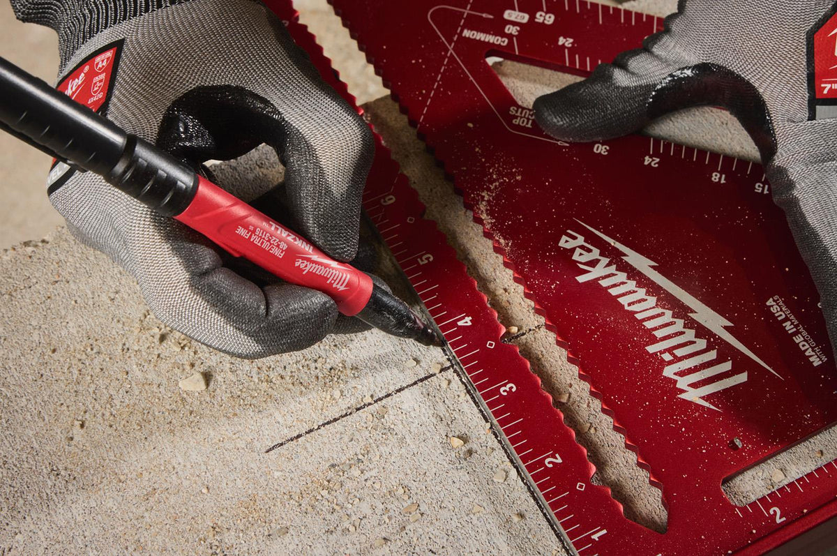 Milwaukee INKZALL Double Tip Chiseled and Fine Point Marker Pen White Rose Tools
