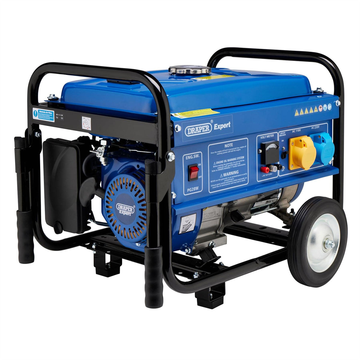 Draper Expert Petrol Generator with Wheels 2500W 87088 White Rose Tools