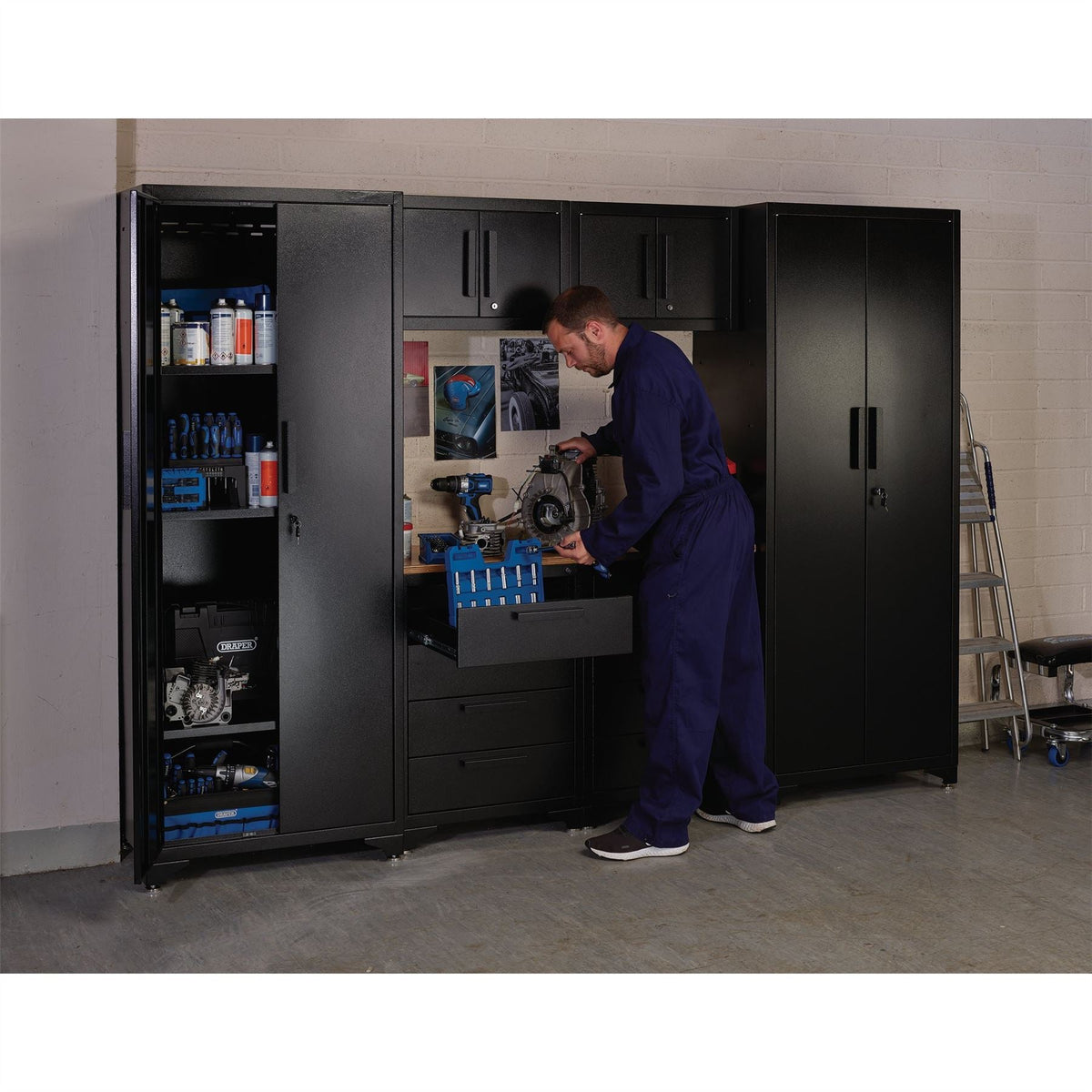Draper Double Garage Workstation 40086 White Rose Tools