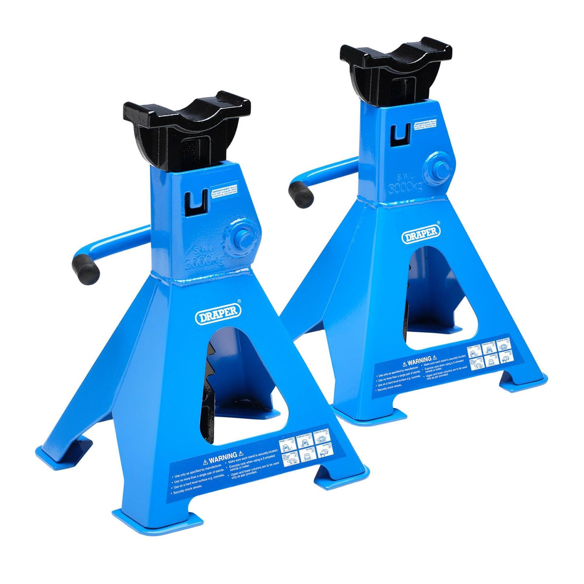 Draper Ratchet Axle Stands 3 Tonne (Pair) 30881 White Rose Tools